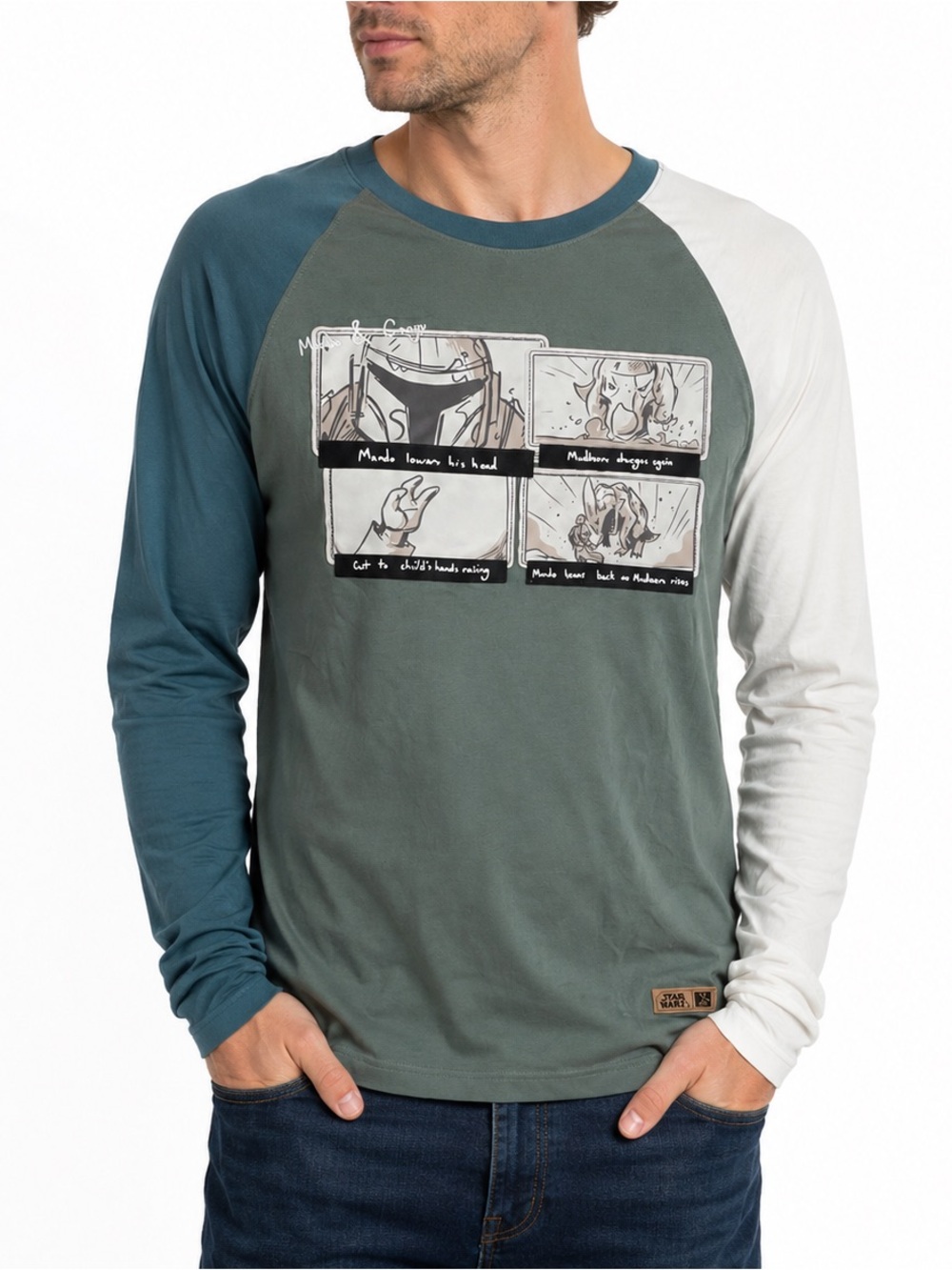 NWT Star Wars Mandalorian Concept Series Color Block Raglan Long Sleeve Shirt M